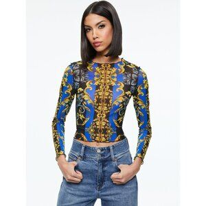 Alice + Olivia Delaina Regal Romance Sapphire Blouse Medium NEW